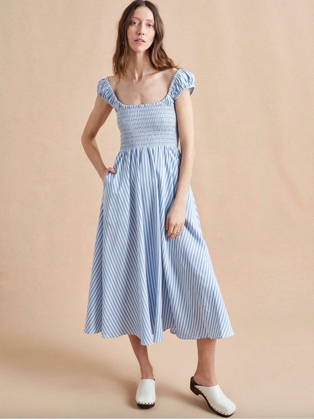 La Ligne Vivian Dress Blue White Stripes